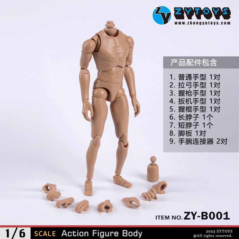 现货】ZYTOYS ZY-B001 1/6比例男款黄肤窄肩素体2023改款版_ZY TOYS兵人 